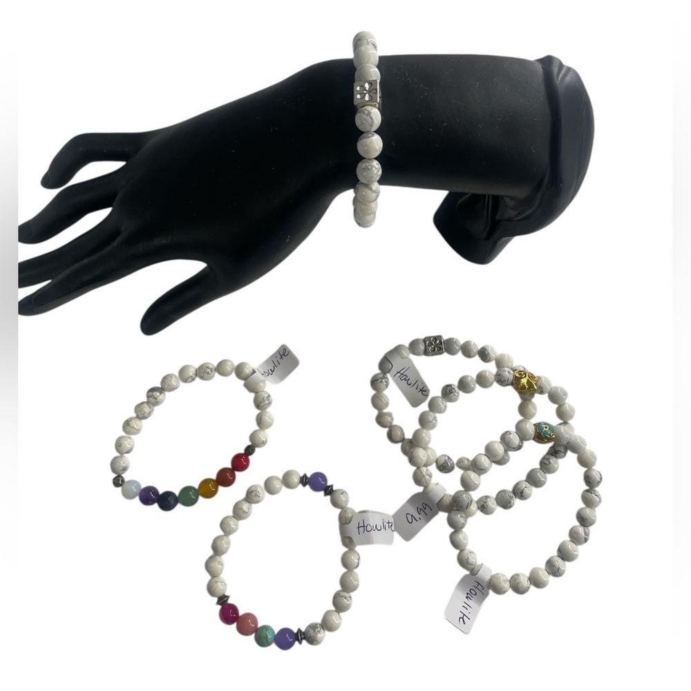 Howlite White,Grey, gemstone, Bracelet - Picture 6 of 7
